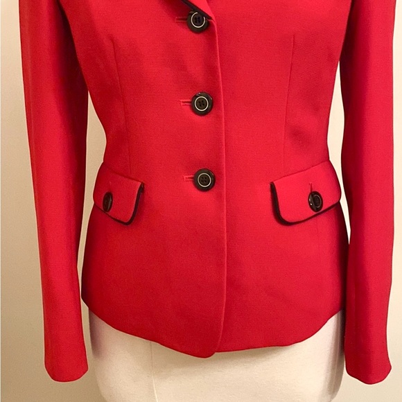 Jones New York Suit Separates Vintage Red Black Button Lined Blazer Jacket SZ 4 - Picture 3 of 13
